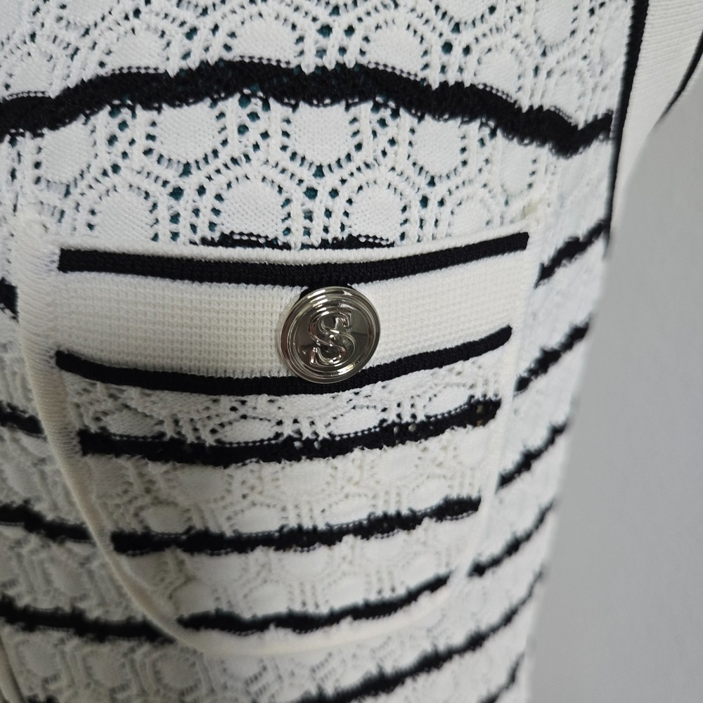 Sandro Womens Dress and Crop Sweater Set Sz 3 (US 8) NWT Black White Fancy Knit - Picture 8 of 16